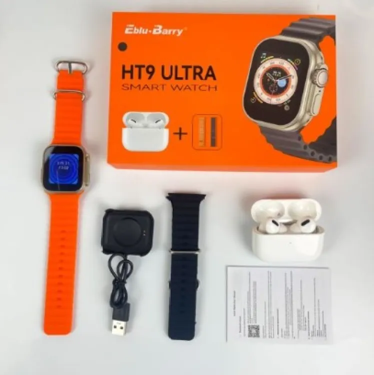 HT9 Ultra Smart Watch + TWS Combo with Double Strap price in online